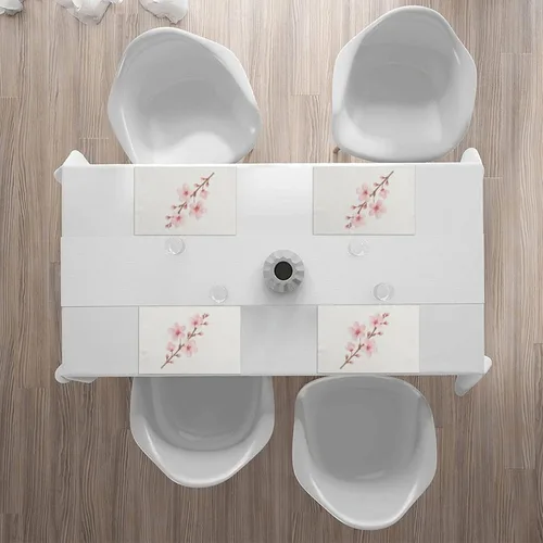 Vista 7 de Rectangular Placemats Set of 4, Heat Resistant Cherry Blossom Branches Printed Kitchen Dining Table Mats