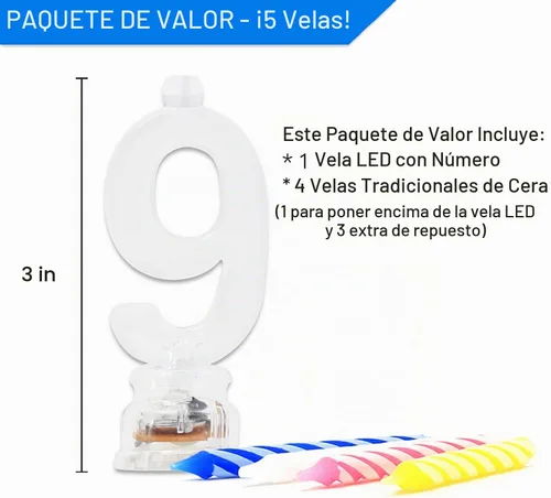 Vista 3 de Novelty Place - Vela LED Número 9