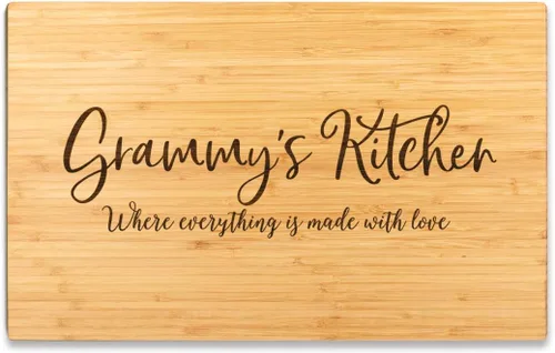 Vista 11 de Andaz Press Tabla de cortar grande de madera de bambú, 17.75 x 11 pulgadas, Aunt's Kitchen Where Everything is Made With Love, 1 paquete, tabla