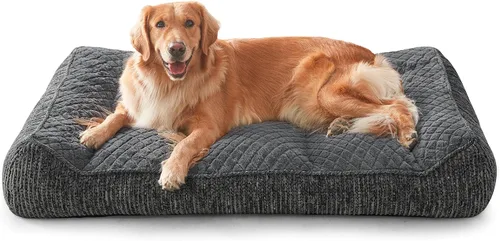 Vista 26 de JOEJOY Camas ortopédicas XL para perros de tamaño grande, extra gruesas, con apoyo y laterales, sofá cama ultrasuave para perros grandes, color Beige
