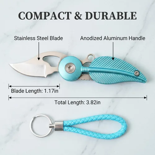 Vista 2 de Cuchillos de Bolsillo y Cuchillos Plegables, Mini Cuchillo de Bolsillo para Mujeres, Cuchillo de Bolsillo Pequeño, Cuchillo EDC con Cadena