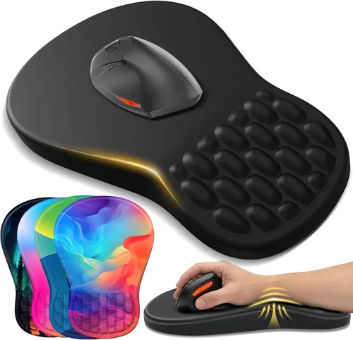 Vista 17 de YIWEI Alfombrilla de mouse ergonómica con soporte para muñeca, alfombrilla de mouse de espuma viscoelástica de gel para teclado de computadora