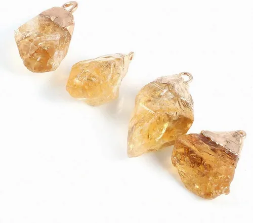 Vista 6 de LHJ 3 colgantes de piedra citrina natural, colgantes irregulares de cristal curativo amarillo para hacer joyas, collares, pulseras y meditación