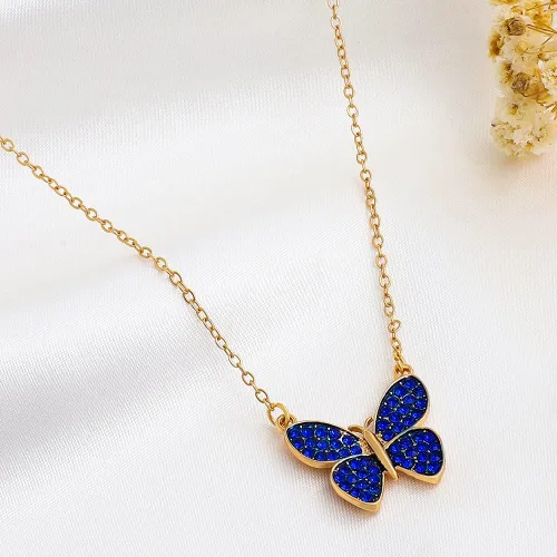 Vista 4 de IPMIDZHI Collar con dije de mariposa a la moda, lindo regalo de joyería para mujeres, adolescentes, niñas, fiesta, vestido, suéter, aniversario