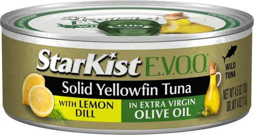 Vista 14 de StarKist E.V.O.O. Atún blanco sólido, atún blanco sólido, atún enlatado de 4.5 onzas, paquete de 12 33g of Protein Per Serving, Features Extra