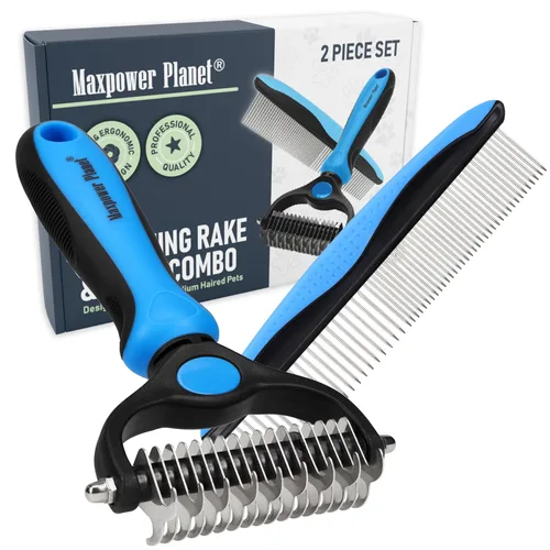 Vista 14 de Maxpower Planet Rastrillo para Perros y Cepillo de Pelo de Perro - Remueve Suavemente el Subpelo Suelto, Nudos y Enredos - Herramienta de Deslanado
