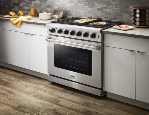 Vista 7 de THOR Kitchen Cocina de Gas Profesional Independiente de 36 pulgadas en Acero Inoxidable - Modelo LRG3601U