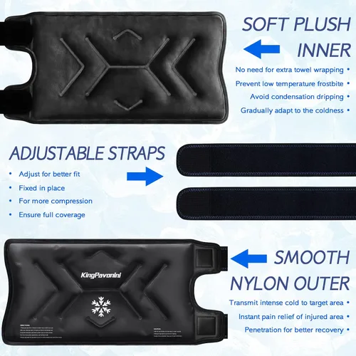 Vista 6 de KingPavonini Paquete de hielo de rodilla XXL que envuelve toda la rodilla después de la cirugía, bolsa de hielo de gel grande reutilizable