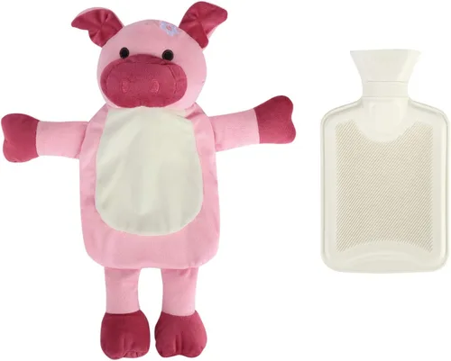 Vista 9 de Mini calentador de botellas de agua caliente con linda funda de animal de peluche de vaca, cintura, cuello, hombro, bolsa de agua fría y caliente