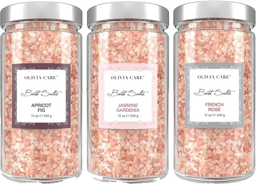 Vista 10 de Olivia Care Sales de baño rosas del Himalaya con higos de albaricoque - Alivia y relaja los músculos. Exfolia, cura, rejuvenece, limpia y calma