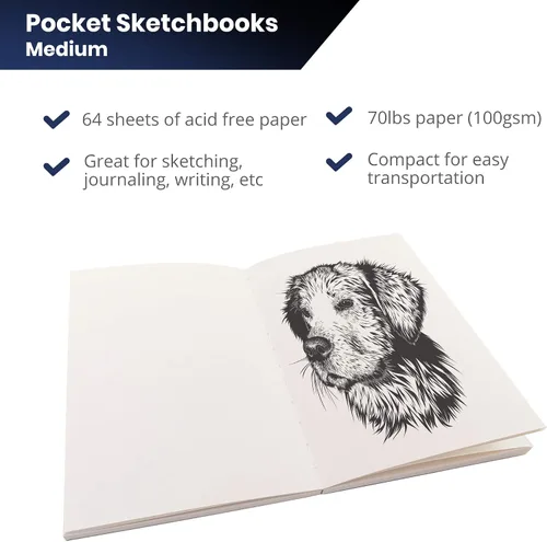 Vista 3 de Cuaderno de bocetos LayFlat - 14 x 21 cm - Cuaderno en blanco negro, 64 hojas, papel grueso de 100 g/m²..