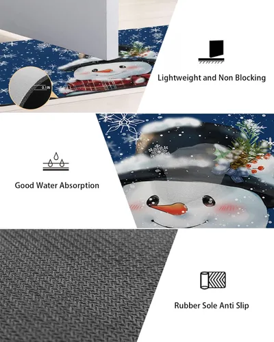 Vista 3 de Tapete de baño de Navidad para bañera, antideslizante, de secado rápido y absorbente, tierra de diatomeas, fregadero de cocina, lavable, tapete