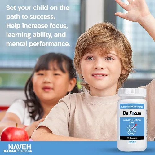 Vista 5 de NAVEH PHARMA Be Focus Suplemento de enfoque Potenciador natural del cerebro para niños y adultos Suplementos de azafrán de 30 mg Nootrópico