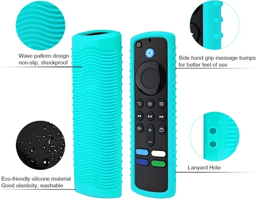 Vista 4 de Juego de 3 fundas de silicona para control remoto Fire TV Stick Soft washable silicone skin, compatible with most Fire TV 4K remotes, anti-slip