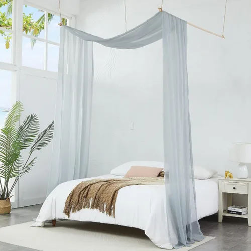 Vista 25 de Warm Home Designs Cortinas de Dosel de Cama Beige de 55 x 144 Pulgadas. Nuestras Cortinas de Cama con Dosel Individual Funcionan Muy Bien como Dosel