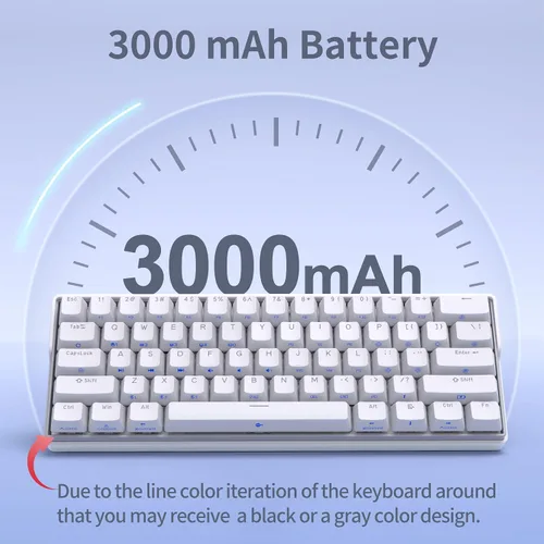 Vista 5 de KEMOVE Snowfox DK61 60% Wireless Mechanical Gaming Keyboard, 2.4GType-CBluetooth 5.0 Gateron G Pro Blue Switch RGB Backlit 61 Keys Mini Keyboard