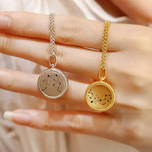 Vista 8 de Collar personalizado con medallón de fotos de 12 constelaciones que sostiene imágenes, joyería de plata esterlina, regalos para mujeres y niñas