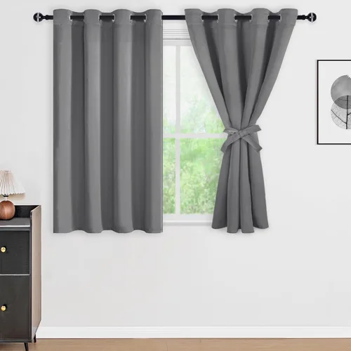 Vista 43 de DWCN - Cortinas 100% opacas para dormitorio con forro negro, cortinas de ventana de doble capa con aislamiento térmico que oscurecen toda la Azul