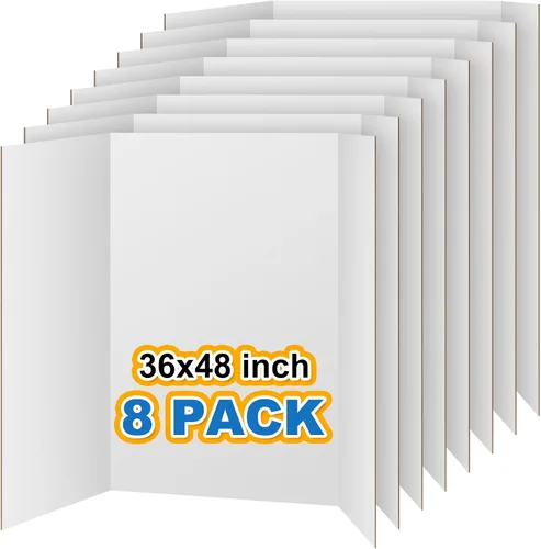 Vista 11 de VinTS 36" x 48" Large Trifold Poster Board,4 Pack White Corrugated Foldable Project Boards for Science Fair, School Projects,Photo Displays Large