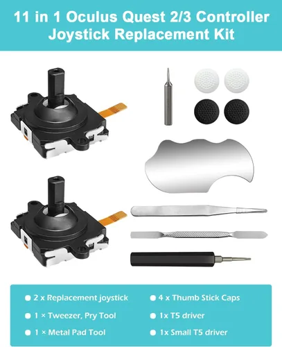 Vista 6 de Joystick Replacement Kit for Oculus Quest 2/3 Controller, OLCLSS Repair Accessories for Meta Quest 2/3 Controller, Include 2 Joysticks, T5