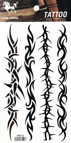 Vista 2 de Tatuajes 2 hojas de alambre de púas enredadera enredadera temporal tatuajes adhesivos falsos cuerpo brazo pecho hombro tatuajes para adolescentes