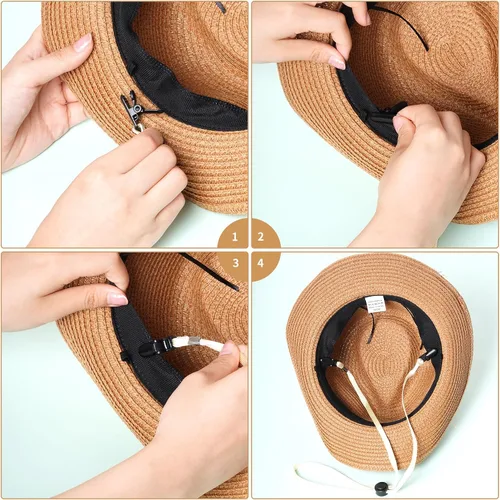 Vista 5 de Sucrain 5 clips ajustables para sombrero, cordón de barbilla para golf, pesca, navegación