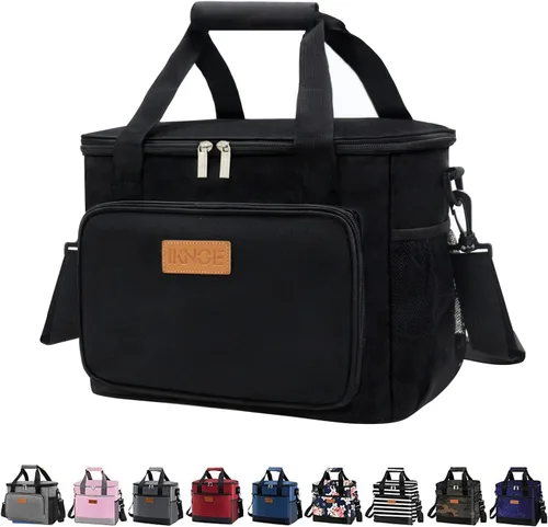 Vista 8 de iknoe Bolsa de almuerzo aislada, bolsa enfriadora plegable de 8.5 L para hombres y mujeres, diseño térmico a prueba de fugas, ideal para oficina