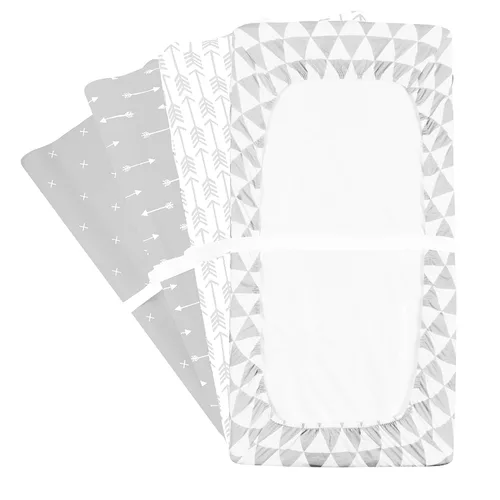 Vista 6 de Funda para cambiador – Paquete de 4 fundas para cambiador de bebé de primera calidad – Funda para cambiador de niño o niña – Jersey puro lavable a