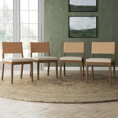 Vista 16 de Nathan James Linus - Silla de comedor tapizada moderna con patas de goma maciza en un acabado marrón cepillado con alambre, marrón claro Marrón