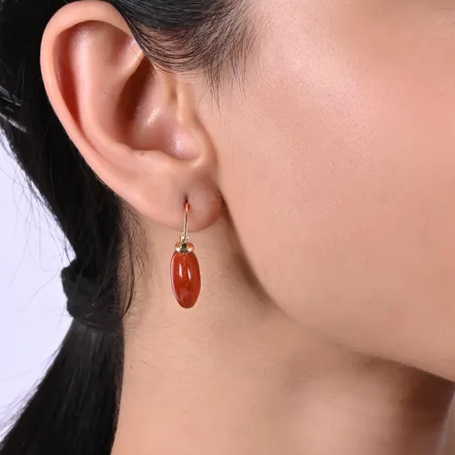 Vista 4 de Gempires Aretes Colgantes de Gemas Hechos a Mano, Aretes de Cristal Minimalistas y Simples, Joyería Hipoalergénica, Chapados en Oro, Diseño Clásico