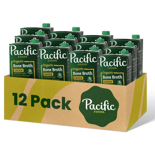 Vista 11 de Pacific Foods Caldo de hueso de pollo orgánico con ajo negro y hongo shiitake, caja de 32 onzas