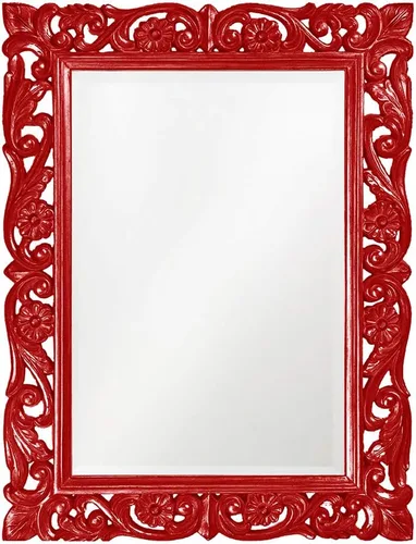 Vista 13 de Howard Elliott Chateau Rectangular Hanging Wall Mirror, Scroll Work Frame, Black, 31.5 x 42 Inch