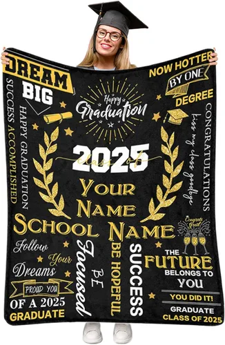 Vista 32 de Manta personalizada de graduación 2025, manta personalizada para regalo de graduación con nombre de la universidad, manta de felicitación