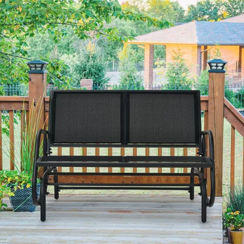 Vista 9 de Giantex Silla Planeadora Columpio de 48 Pulgadas con Amplio Espacio, Silla Planeadora de Salón Columpio para 2 Personas, Cómodo Banco de Patio