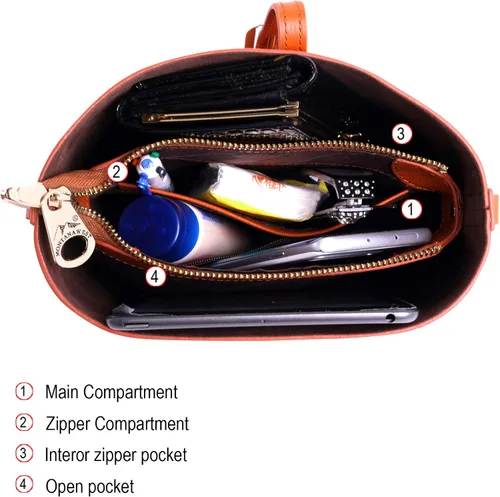 Vista 6 de Montana West Cuero auténtico oculto llevar bolsos y bolsos para las mujeres Handgun Crossbody bolsa, marrón