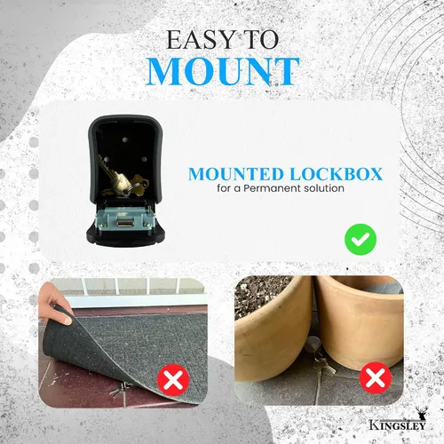 Vista 2 de Kingsley QCH-807 Caja de almacenamiento de llaves, montada en la pared Resettable Code, Water Resistant, Realtor Key Lock Box, For AirBnB, Spare