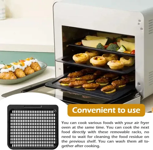 Vista 6 de Bandeja de cocina cuadrada de 10 x 9 pulgadas para freidora de aire extraíble para Instant Vortex Plus10 Qt, bandeja antiadherente para freidora