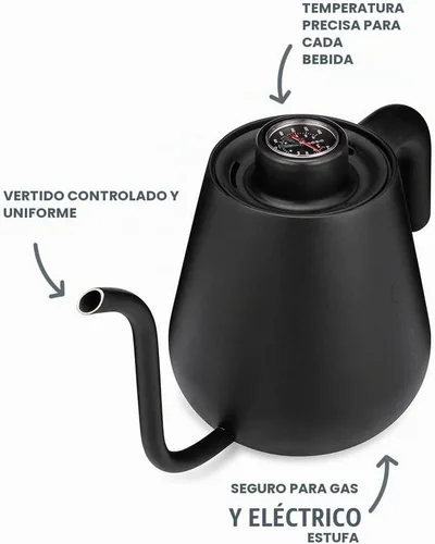 Vista 4 de Soma Hervidor de café y té con cuello de cisne de acero inoxidable, negro, 1 litro, estufa