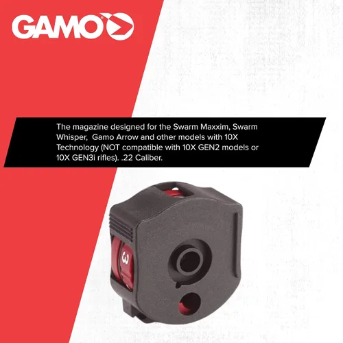 Vista 5 de Gamo Swarm Quick-Shot Magazine, Multi-Caliber 10-Round Auto-Loading Replacement Magazine