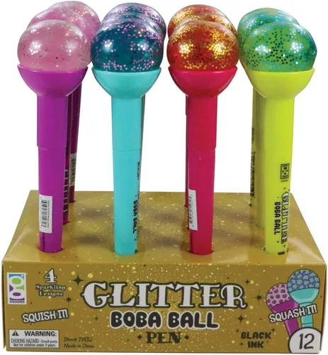 Vista 2 de Raymond Geddes Glitter Boba Squishy Top Pen (paquete de 12)