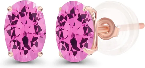 Vista 17 de Aretes de plata de ley 925 maciza chapados en oro de 0.276 x 0.197 in ovalados con piedra natal genuina para mujer, aretes de tuerca con piedras
