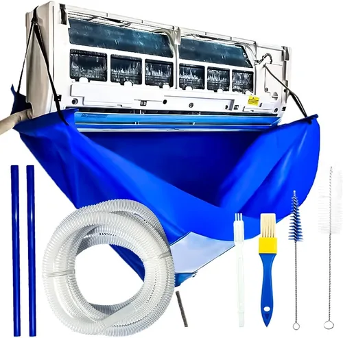 Vista 7 de Bolsa de limpieza de aire acondicionado con varillas de soporte, kit de cubierta mini dividida, cubierta de limpieza de aire acondicionado