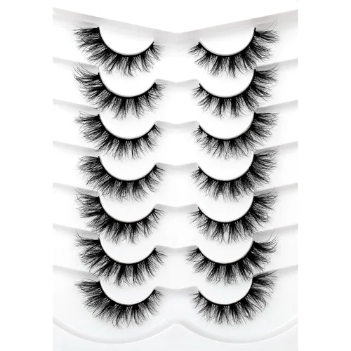 Vista 70 de Pooplunch - Pestañas postizas estilo ojo de gato, extensión de volumen 8D natural, finas, cortas, de visón sintético, tiras de pestañas postizas