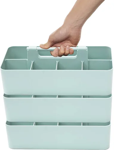 Vista 35 de Cesta grande portátil, divisores DIY, 8 compartimentos, organizador para suministros escolares, de oficina, para el hogar y negocios, cesta portátil