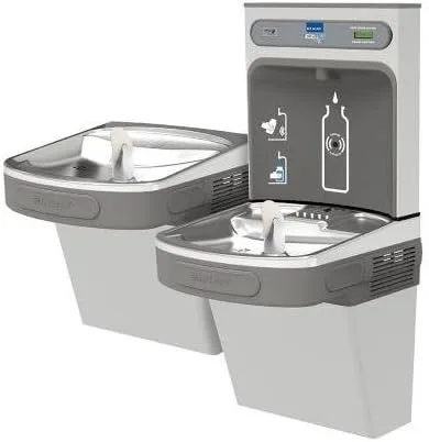 Vista 15 de Elkay EZH2O Bottle Filling Station & Versatile Bi-Level ADA Cooler, Filtered Non-Refrigerated Light Gray
