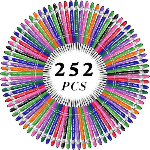 Vista 38 de Bolígrafos personalizados a granel con punta de lápiz capacitivo, 12 bolígrafos personalizados con logotipo de mensaje con nombre, bolígrafos