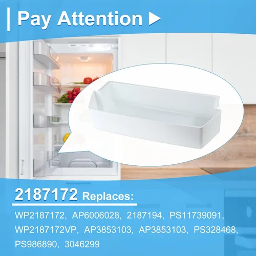 Vista 3 de 2187172 Estante para puerta de refrigerador compatible con estantes de repuesto Frigidaire Whirlpool Amana Estate AP6006028, 2187194, AP3853103