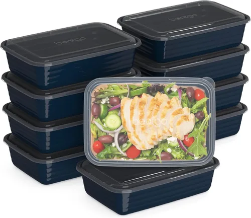 Vista 13 de Bentgo Prep - 20 piezas de contenedores reutilizables para preparación de comidas con 1 compartimento y tapas, materiales libres de PFAS y BPA