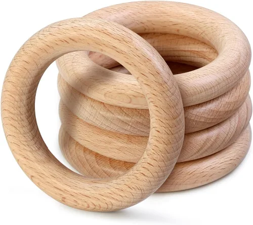 Vista 30 de FoDau770 5 anillos de madera de haya natural, anillos de madera maciza sin terminar, círculos de madera resistente, círculos de macramé