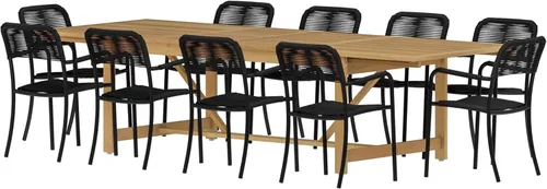 Vista 10 de Amazonia Mónaco - Juego de mesa de comedor rectangular de 9 piezas para exteriores, madera de eucalipto, ideal para patio e interior, acabado